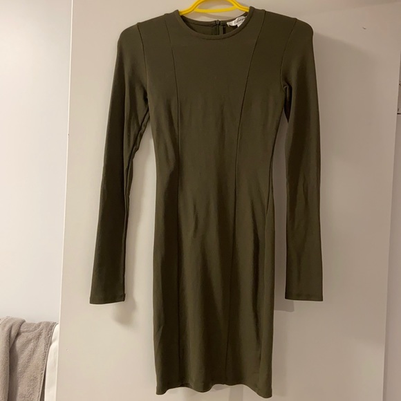 Form Fitting Olive Green Dress - Picture 2 of 4